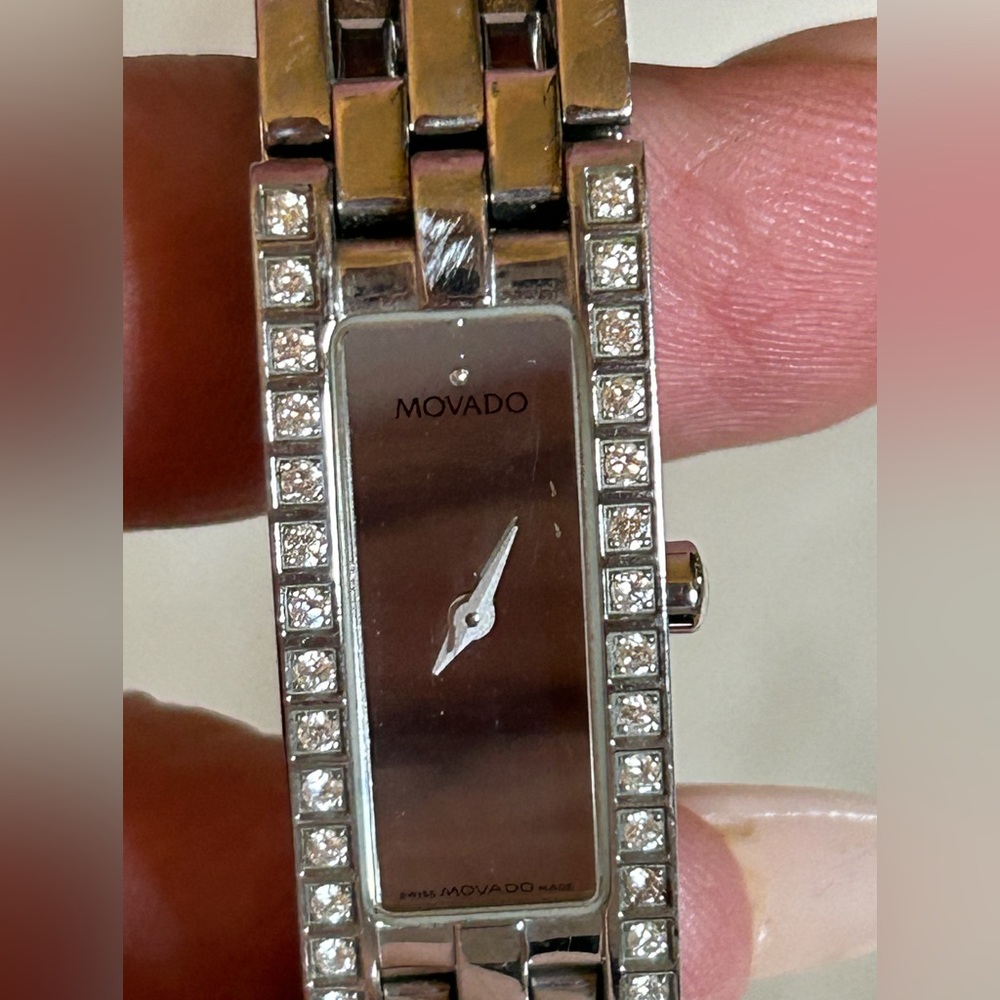 Movado Esperanza stainless steel with diamond bezel watch